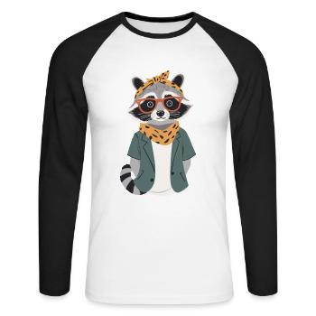 Maman raton laveur amant raton laveur fête des mères - T-shirt baseball manches longues Homme - blanc/noir - Devant - Nik (191cm)
