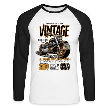 Moto Motards Motard Anniversaire Né En 2009 - T-shirt baseball manches longues Homme - blanc/noir - Devant - Nik (191cm)