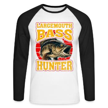 Largemouth Bass Hunter - Unisex Long Sleeve Baseball T-Shirt - white/black - Front - Nik (191cm)
