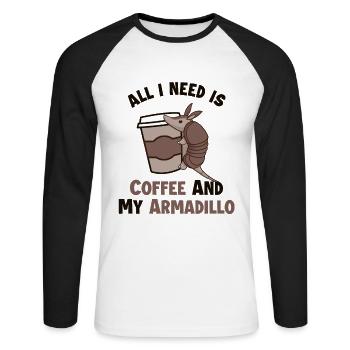 Coffee and my Armadillo Pink Fairy Cingulata - Unisex Long Sleeve Baseball T-Shirt - white/black - Front - Nik (191cm)