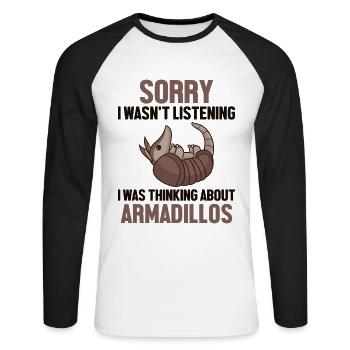 Was Thinking About Armadillos Pink Fairy - Unisex Long Sleeve Baseball T-Shirt - white/black - Front - Nik (191cm)