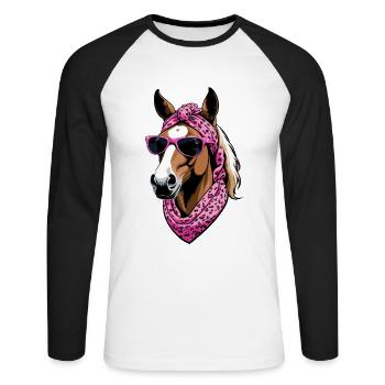 Maman Cheval Cheval Amant Maman Élégant - T-shirt baseball manches longues Homme - blanc/noir - Devant - Nik (191cm)