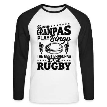 Some grandpas play bingo the best grandpas play Ru - Unisex Long Sleeve Baseball T-Shirt - white/black - Front - Nik (191cm)
