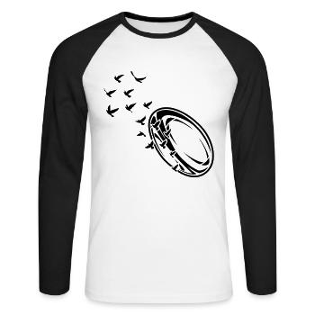 Rugby ball Rugby - Unisex Long Sleeve Baseball T-Shirt - white/black - Front - Nik (191cm)