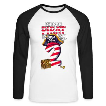 2nd Birthday Pirates - Unisex Long Sleeve Baseball T-Shirt - white/black - Front - Nik (191cm)