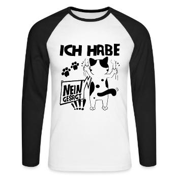 Katzenfans Ich habe Nein Gesagt Lustige Katze - Unisex Baseballshirt langarm - Weiß/Schwarz - Vorne - Nik (191cm)