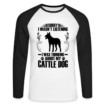 Pensé à Australian Cattle Dog Cattle Dog - T-shirt baseball manches longues Homme - blanc/noir - Devant - Nik (191cm)