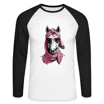 Mama Pferd Stilvolle Pferdeliebe Pferdemädchen - Unisex Baseballshirt langarm - Weiß/Schwarz - Vorne - Nik (191cm)