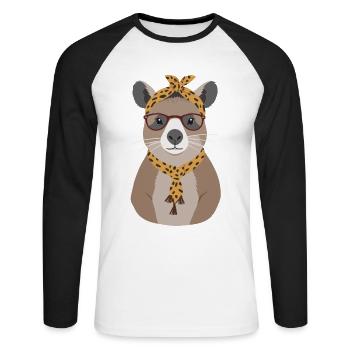 Drôle Capybara Maman Capybara Fête des Mères - T-shirt baseball manches longues Homme - blanc/noir - Devant - Nik (191cm)