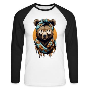 Funny Mom Bear Mother Bear Bear Lover - Unisex Long Sleeve Baseball T-Shirt - white/black - Front - Nik (191cm)