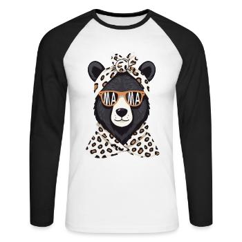 Funny Mama Bear Mother Bear Bear Lover - Unisex Long Sleeve Baseball T-Shirt - white/black - Front - Nik (191cm)