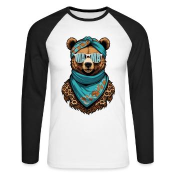 Funny Mom Bear Mother Bear Bear Lover - Unisex Long Sleeve Baseball T-Shirt - white/black - Front - Nik (191cm)
