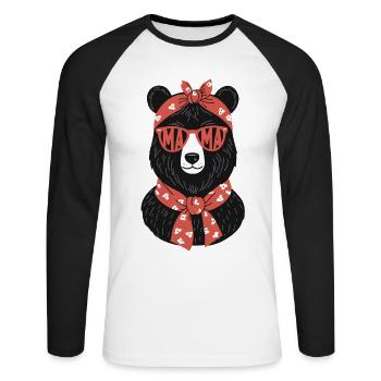 Drôle de maman ours mère ours pour les amoureux de l’ours - T-shirt baseball manches longues Homme - blanc/noir - Devant - Nik (191cm)