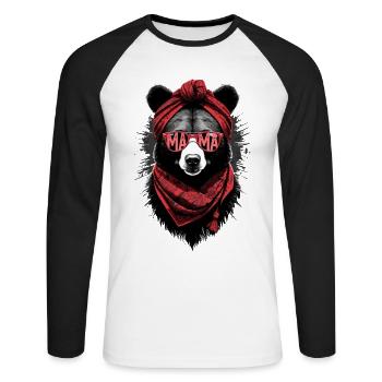 Funny Mama Bear Mother Bear Bear Lover - Unisex Long Sleeve Baseball T-Shirt - white/black - Front - Nik (191cm)