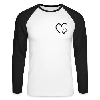 Ballon de rugby Rugby Heart - T-shirt baseball manches longues Homme - blanc/noir - Devant - Nik (191cm)