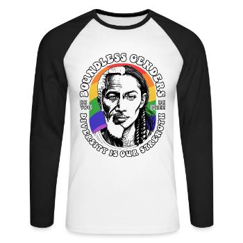 LGBTQIA+ Diversity Celebrated: Unique T-Shirt - Unisex Long Sleeve Baseball T-Shirt - white/black - Front - Nik (191cm)