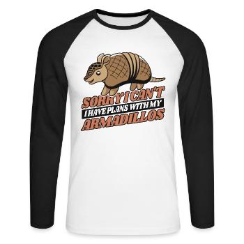 I Can't I Have Plans With Armadillos Pink Fairy - Unisex Long Sleeve Baseball T-Shirt - white/black - Front - Nik (191cm)