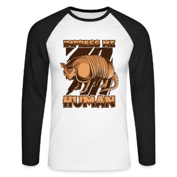 Impress Me Human Fée Rose Cingulata Amant - T-shirt baseball manches longues Homme - blanc/noir - Devant - Nik (191cm)