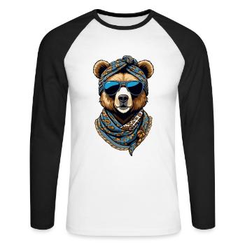 Funny Mama Bear Mother Bear Bear Lover - Unisex Long Sleeve Baseball T-Shirt - white/black - Front - Nik (191cm)