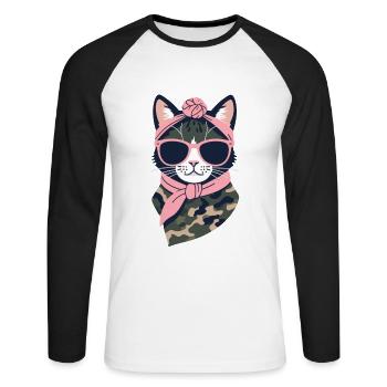 Cute Cat Mom Cat Lover Mom Style - Unisex Long Sleeve Baseball T-Shirt - white/black - Front - Nik (191cm)