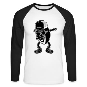 Rugby Dab Dance Rugby Player - Unisex Baseballshirt langarm - Weiß/Schwarz - Vorne - Nik (191cm)