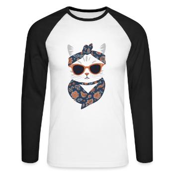 Cute Cat Mom Cat Lover Mom Style - Unisex Long Sleeve Baseball T-Shirt - white/black - Front - Nik (191cm)