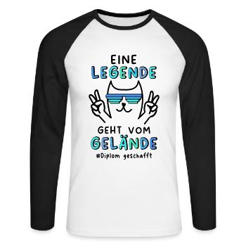 Diplom Geschafft 2024 - Unisex Baseballshirt langarm - Weiß/Schwarz - Vorne - Nik (191cm)