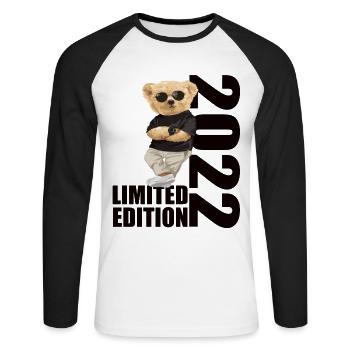 Limited Edition 2022 Bär Bären Geburtstag 2022 - Unisex Baseballshirt langarm - Weiß/Schwarz - Vorne - Nik (191cm)