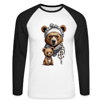 Funny Mama Bear Mother Bear Bear Lover - Unisex Long Sleeve Baseball T-Shirt - white/black - Front - Nik (191cm)