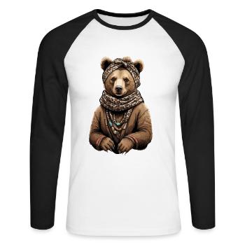 Drôle Maman Ours Mère Ours Fête des Mères - T-shirt baseball manches longues Homme - blanc/noir - Devant - Nik (191cm)
