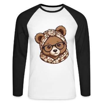 Drôle Maman Ours Mère Ours Ours Amoureux de l’Ours - T-shirt baseball manches longues Homme - blanc/noir - Devant - Nik (191cm)
