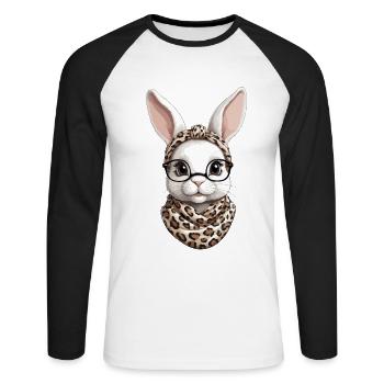 Maman Lapin Mignon Lapin Maman Mignon Lapin de Pâques - T-shirt baseball manches longues Homme - blanc/noir - Devant - Nik (191cm)
