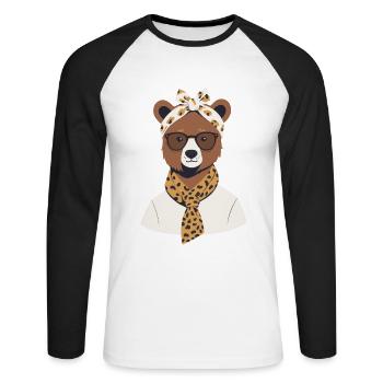 Drôle de maman ours fête des mères amant de l’ours - T-shirt baseball manches longues Homme - blanc/noir - Devant - Nik (191cm)