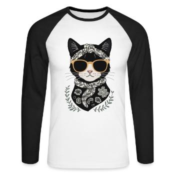 Niedliche Katzenmama Katzenliebhaber Mutti Stil - Unisex Baseballshirt langarm - Weiß/Schwarz - Vorne - Nik (191cm)