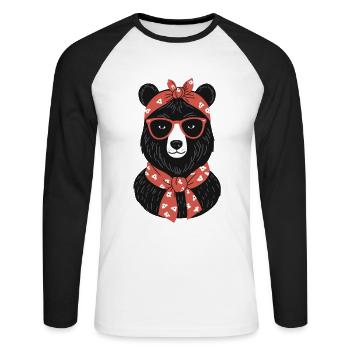 Funny Mama Bear Mother Bear Bear Lover - Unisex Long Sleeve Baseball T-Shirt - white/black - Front - Nik (191cm)