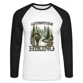 Hiking Mountaineering Adventure - Unisex Long Sleeve Baseball T-Shirt - white/black - Front - Nik (191cm)