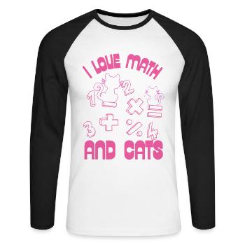 Ich liebe Mathe und Katzen - Unisex Baseballshirt langarm - Weiß/Schwarz - Vorne - Nik (191cm)