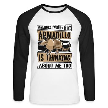 Je me demande si mon tatou pense à moi aussi - T-shirt baseball manches longues Homme - blanc/noir - Devant - Nik (191cm)