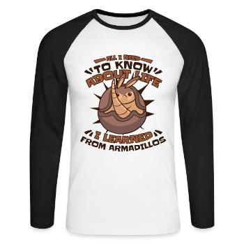I Learned From Armadillos Pink Fairy Cingulata - Unisex Long Sleeve Baseball T-Shirt - white/black - Front - Nik (191cm)