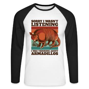 Was Thinking About Armadillos Pink Fairy - Unisex Long Sleeve Baseball T-Shirt - white/black - Front - Nik (191cm)