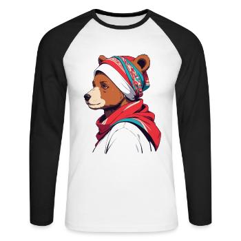 Drôle Maman Ours Mère Ours Ours Amoureux de l’Ours - T-shirt baseball manches longues Homme - blanc/noir - Devant - Nik (191cm)