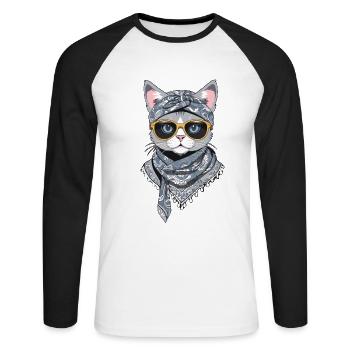 Cute Cat Mom Cat Lover Stylish - Unisex Long Sleeve Baseball T-Shirt - white/black - Front - Nik (191cm)