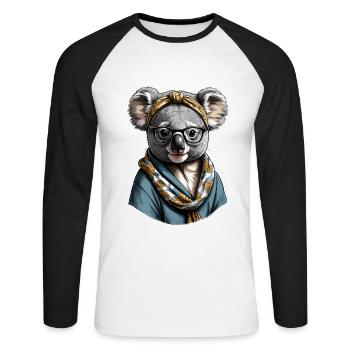 Drôle Koala Maman Mignon Koala Ours Amour - T-shirt baseball manches longues Homme - blanc/noir - Devant - Nik (191cm)