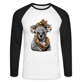 Funny Koala Mom Cute Mom Koala Bear - Unisex Long Sleeve Baseball T-Shirt - white/black - Front - Nik (191cm)