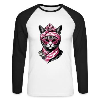 Cute Cat Mom Cat Lover Mom Style - Unisex Long Sleeve Baseball T-Shirt - white/black - Front - Nik (191cm)