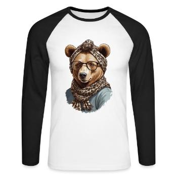 Funny Mama Bear Mother Bear Bear Lover - Unisex Long Sleeve Baseball T-Shirt - white/black - Front - Nik (191cm)