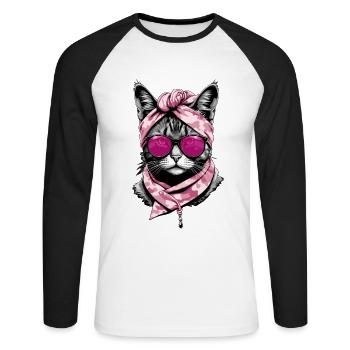 Cute Cat Mom Cat Lover Stylish - Unisex Long Sleeve Baseball T-Shirt - white/black - Front - Nik (191cm)