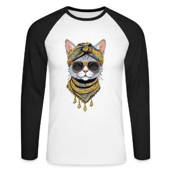Cute Cat Mom Cat Lover Mom Style - Unisex Long Sleeve Baseball T-Shirt - white/black - Front - Nik (191cm)