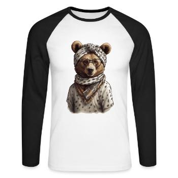 Funny Mama Bear Mother Bear Bear Lover - Unisex Long Sleeve Baseball T-Shirt - white/black - Front - Nik (191cm)