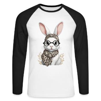 Maman Lapin Mignon Lapin Maman Mignon Lapin de Pâques - T-shirt baseball manches longues Homme - blanc/noir - Devant - Nik (191cm)